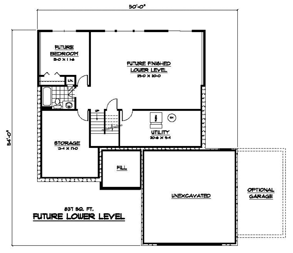 European One-Story Traditional Lower Level of Plan 42092