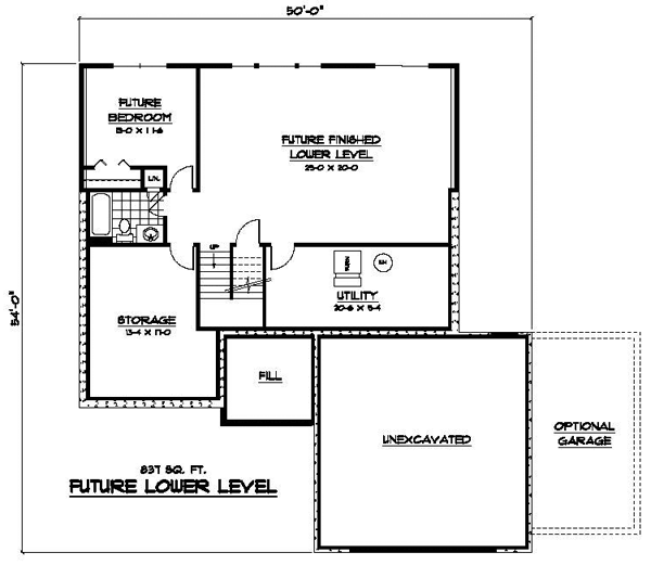 European One-Story Traditional Lower Level of Plan 42093