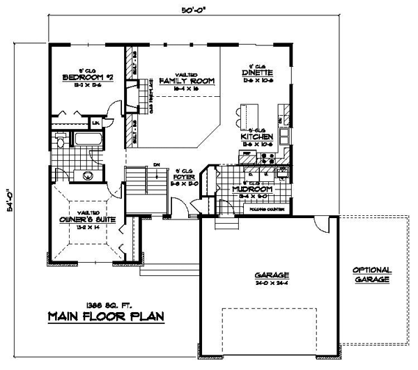 European One-Story Traditional Level One of Plan 42093