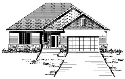 European One-Story Traditional Elevation of Plan 42093