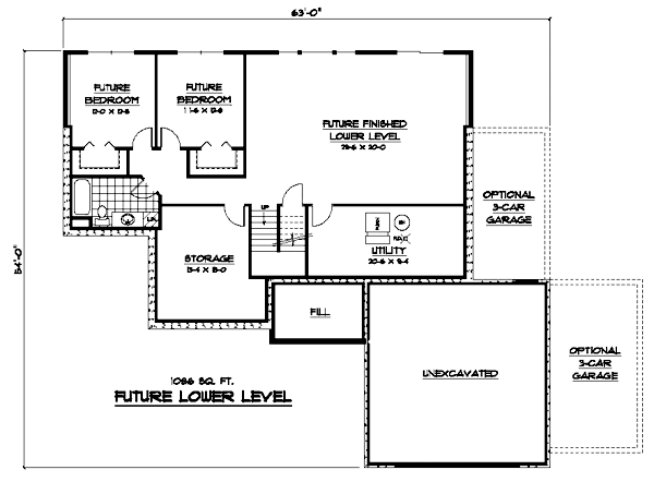 Traditional Lower Level of Plan 42097