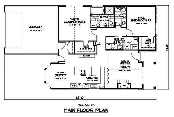 Craftsman Narrow Lot Traditional Level One of Plan 42100