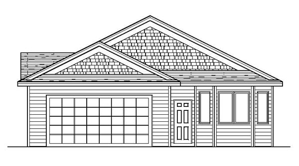 Craftsman Narrow Lot Traditional Rear Elevation of Plan 42100