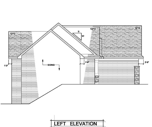 Craftsman, One-Story, Traditional, Tudor Plan with 1632 Sq. Ft., 3 Bedrooms, 2 Bathrooms, 3 Car Garage Picture 2