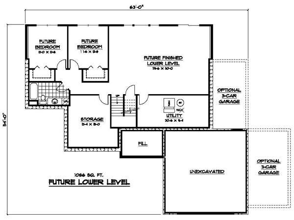 European One-Story Traditional Lower Level of Plan 42102