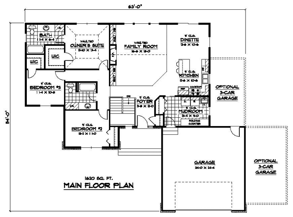 European One-Story Traditional Level One of Plan 42102