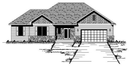 European One-Story Traditional Elevation of Plan 42102