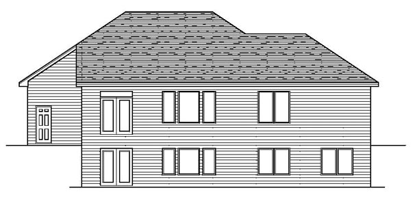 European One-Story Traditional Rear Elevation of Plan 42102