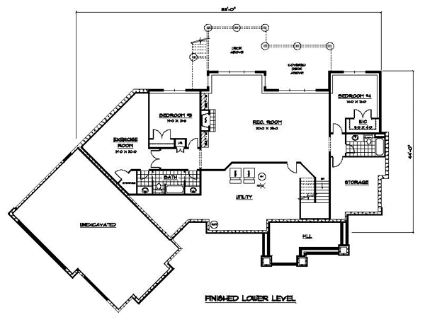 Craftsman European Traditional Lower Level of Plan 42105