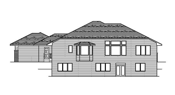 Contemporary European Rear Elevation of Plan 42106