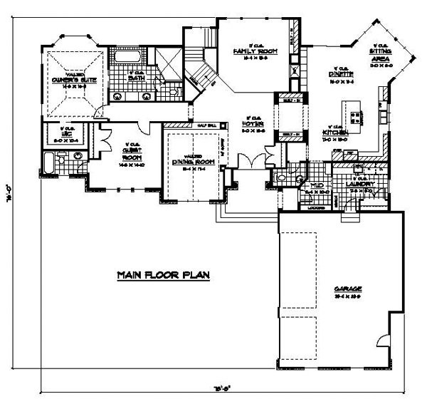 Craftsman European Ranch Traditional Level One of Plan 42107