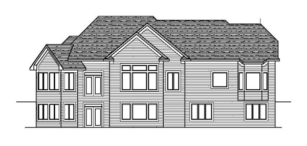 Craftsman European Ranch Traditional Rear Elevation of Plan 42107