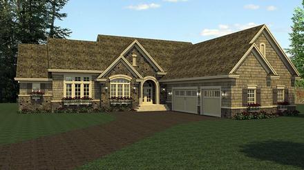 European Ranch Traditional Elevation of Plan 42108