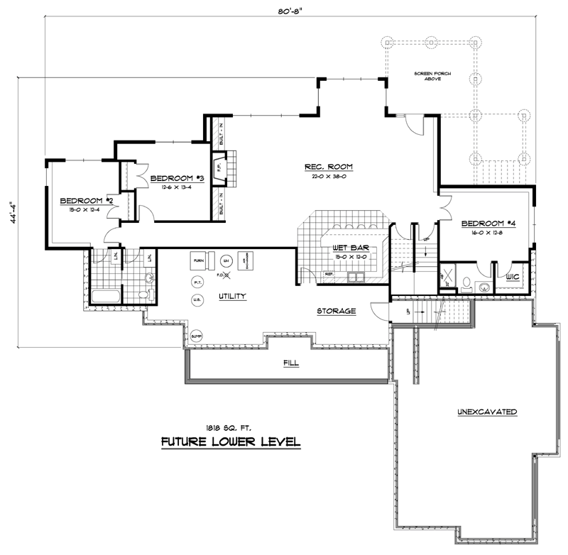 Craftsman European Traditional Lower Level of Plan 42110