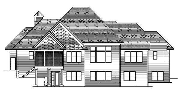 Craftsman European Traditional Rear Elevation of Plan 42110