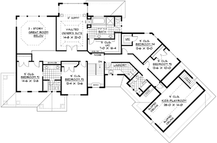 House Plan 42111 Second Level Plan