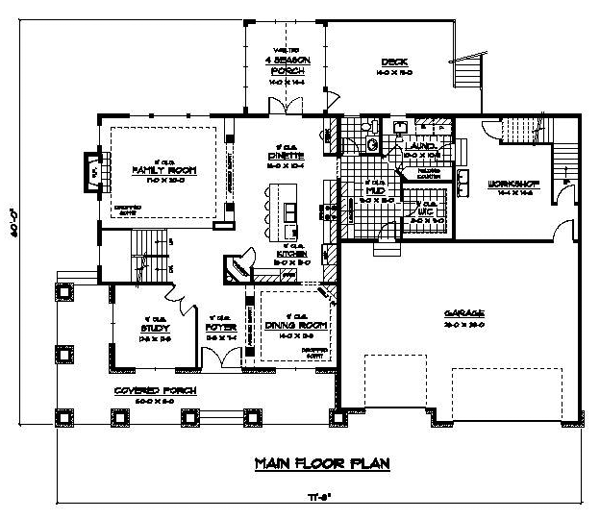Colonial Country Craftsman European Traditional Level One of Plan 42113