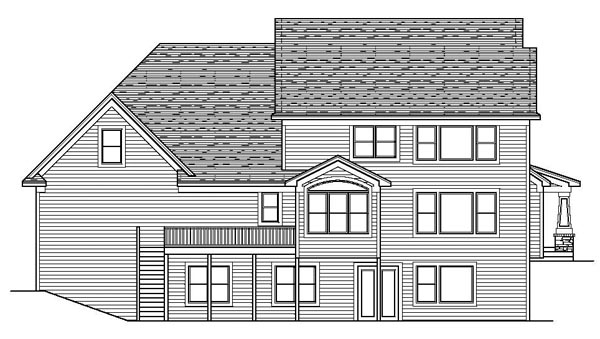 Colonial Country Craftsman European Traditional Rear Elevation of Plan 42113