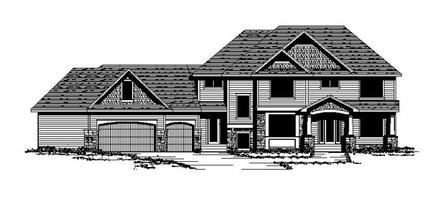 Colonial Craftsman European Traditional Elevation of Plan 42114