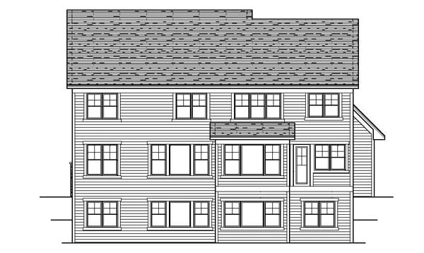 Colonial European Traditional Rear Elevation of Plan 42115