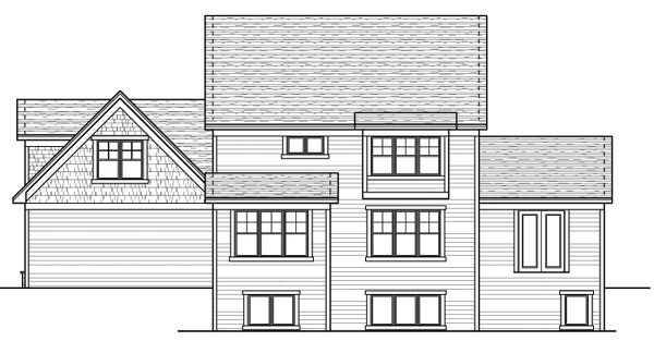 Colonial Country European Traditional Rear Elevation of Plan 42117