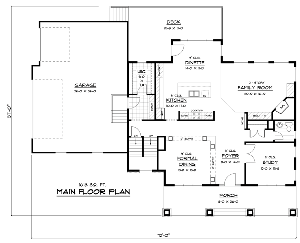 Country Craftsman European Traditional Level One of Plan 42118