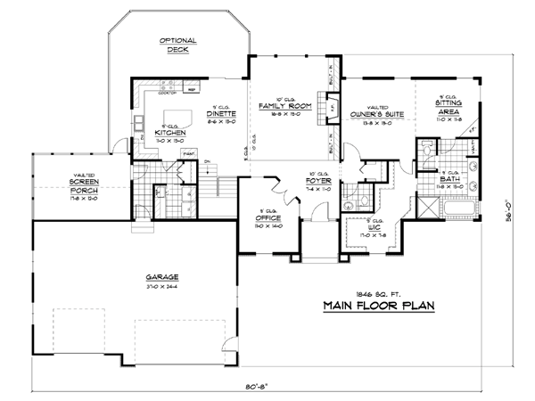 Craftsman Ranch Traditional Level One of Plan 42120
