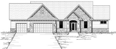 Craftsman Ranch Traditional Elevation of Plan 42120