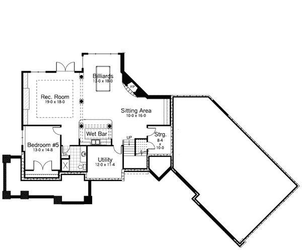 Colonial European Traditional Lower Level of Plan 42121