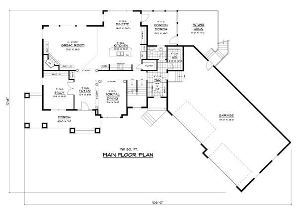 Colonial European Traditional Level One of Plan 42122