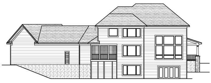 Colonial European Traditional Rear Elevation of Plan 42122