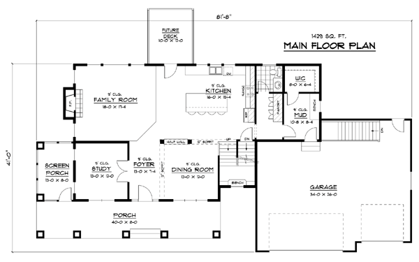 Colonial Country European Traditional Level One of Plan 42124