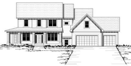 Colonial Country European Traditional Elevation of Plan 42124