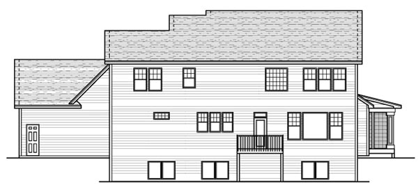 Colonial Country European Traditional Rear Elevation of Plan 42124