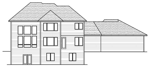 Colonial European Traditional Rear Elevation of Plan 42125