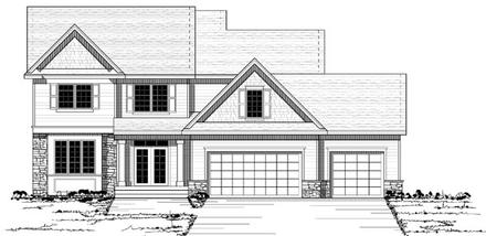 Colonial European Traditional Elevation of Plan 42126