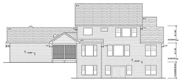 Country European Traditional Rear Elevation of Plan 42127