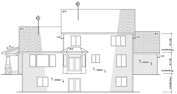 Country European Traditional Rear Elevation of Plan 42128