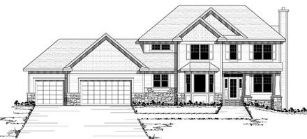 Colonial European Traditional Elevation of Plan 42129