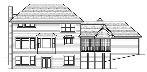 Colonial European Traditional Rear Elevation of Plan 42129