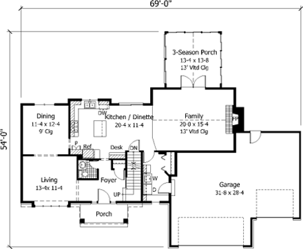 House Plan 42134 First Level Plan