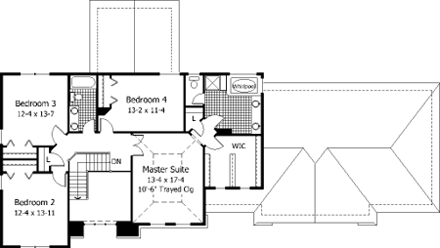 House Plan 42173 Second Level Plan