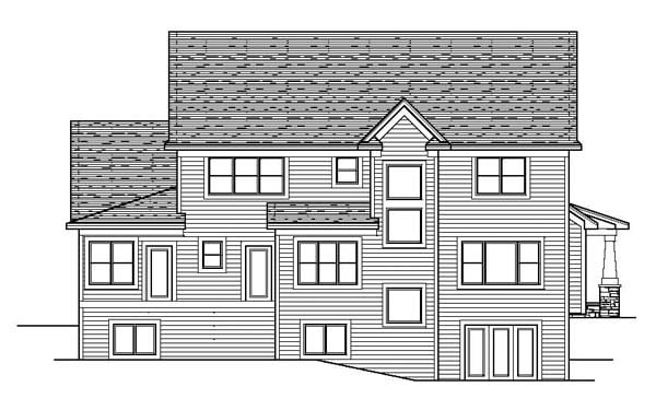 Traditional Rear Elevation of Plan 42186