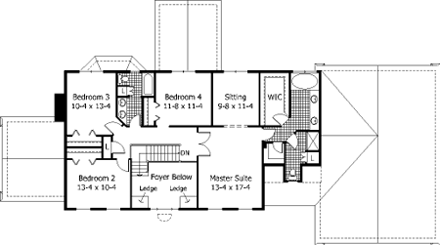 House Plan 42199 Second Level Plan