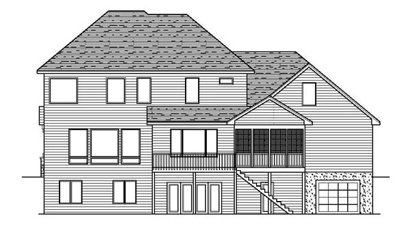 Traditional Rear Elevation of Plan 42203