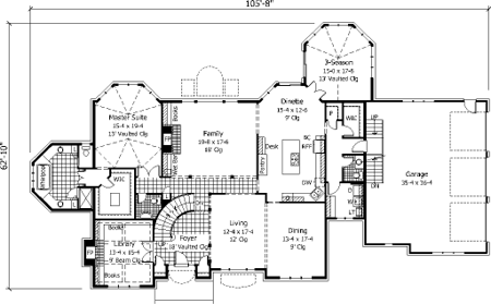 Plan 42221 | European House with 3 Bed, 3 Bath, 3 Car