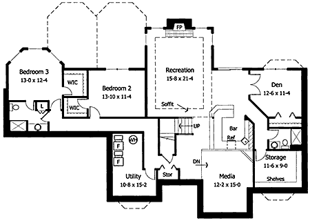 Traditional Lower Level of Plan 42225