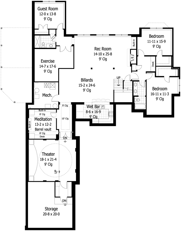 European Traditional Lower Level of Plan 42486