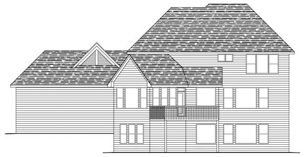 Traditional Rear Elevation of Plan 42491