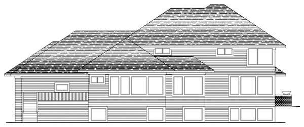 Craftsman Prairie Style Southwest Rear Elevation of Plan 42497